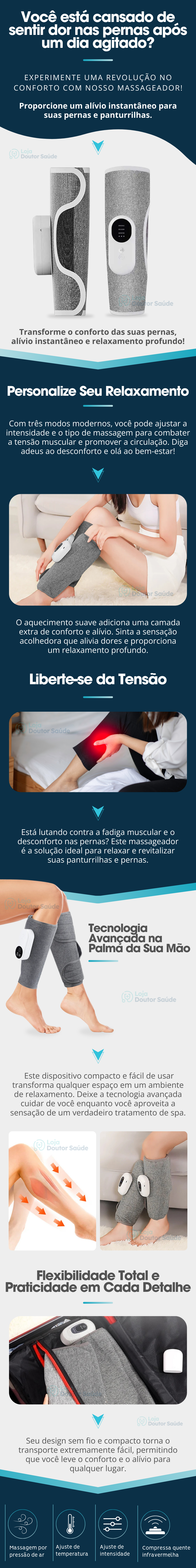 Massageador Elétrico Com Aquecimento Para Perna E Panturrilha-LojaDoutorSaude